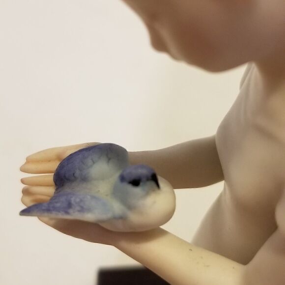 First Flight Cybis Girl With Blue Bird Kneeling 1963  by Patricia Eakins… - Picture 13 of 13